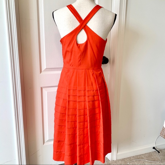 ANTHROPOLOGIE EVA FRANCO Pleated Tangelo Dress—6 - Picture 7 of 15